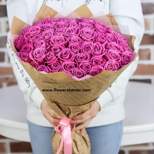  Kemer Çiçek 51 piece Pink roses bouqet 