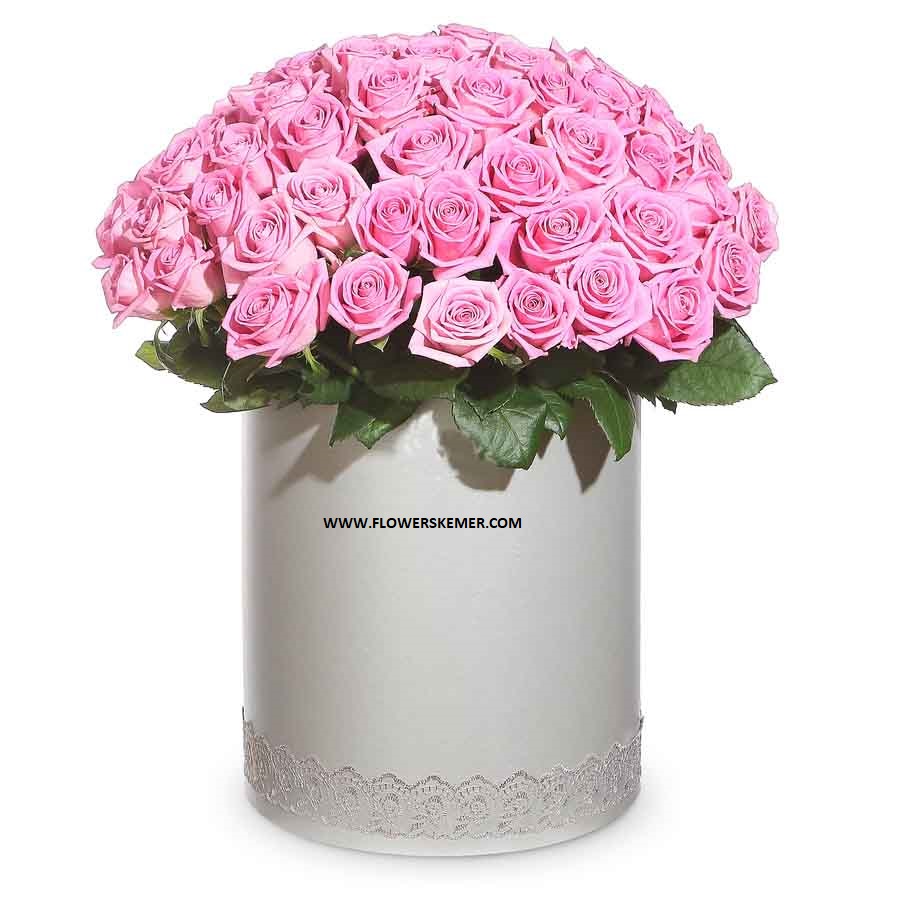  Kemer Çiçek Siparişi 51 piece pink roses in box