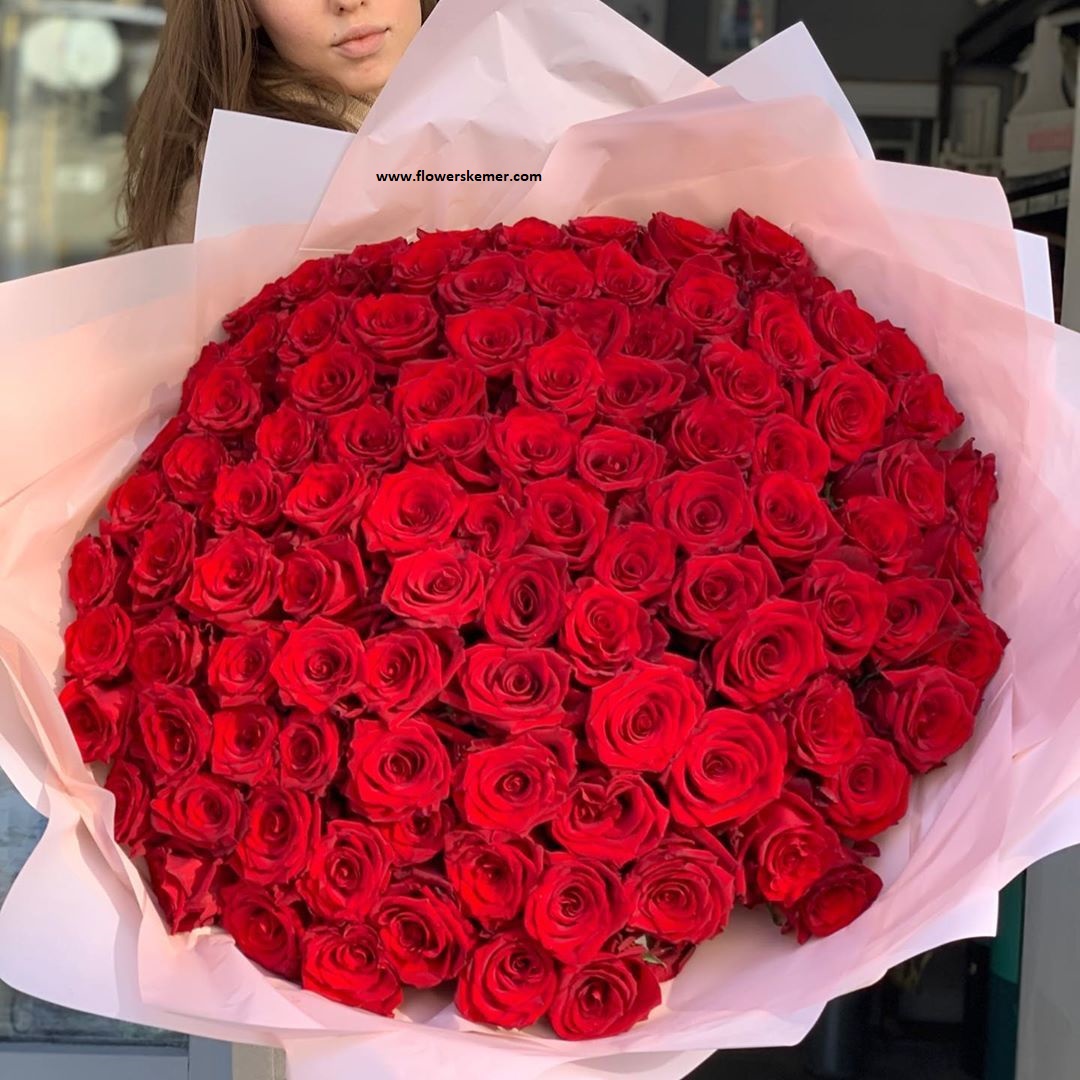  Kemer Çiçek 101 Roses Bouqet 70 Cm